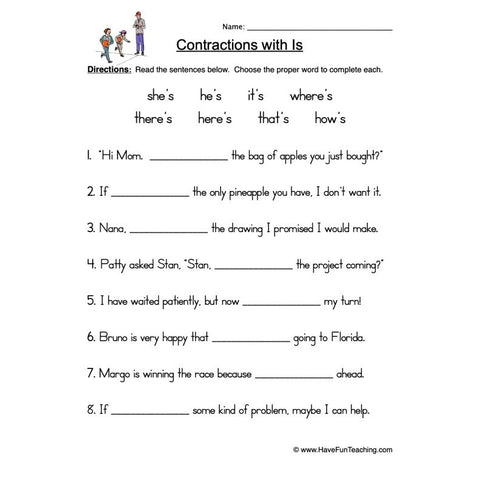 Contractions S Worksheet