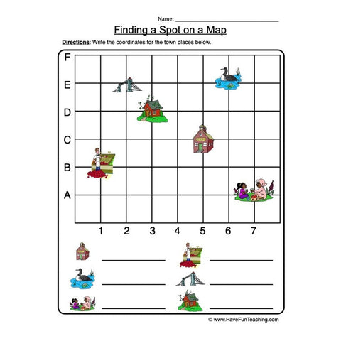 Coordinate Map Worksheet