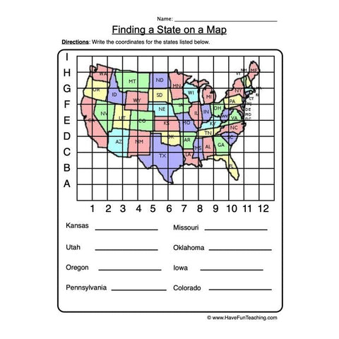 Coordinate Map Worksheet 2