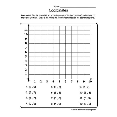 Coordinates Worksheet