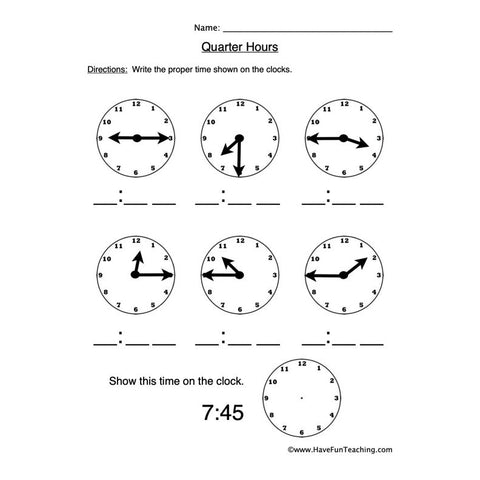 Count Quarter Hours Worksheet