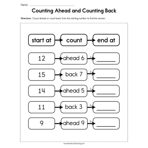 Counting Ahead and Counting Back Worksheet