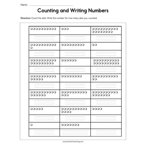 Counting and Writing Numbers Worksheet