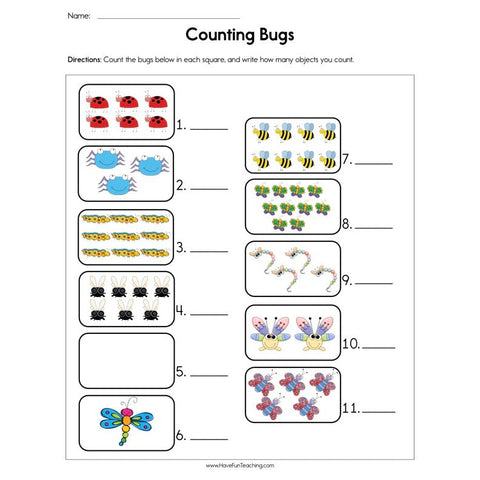Counting Bugs Worksheet