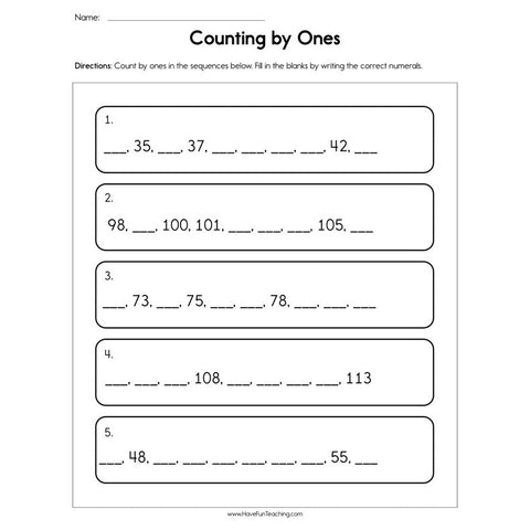 Counting by Ones Worksheet