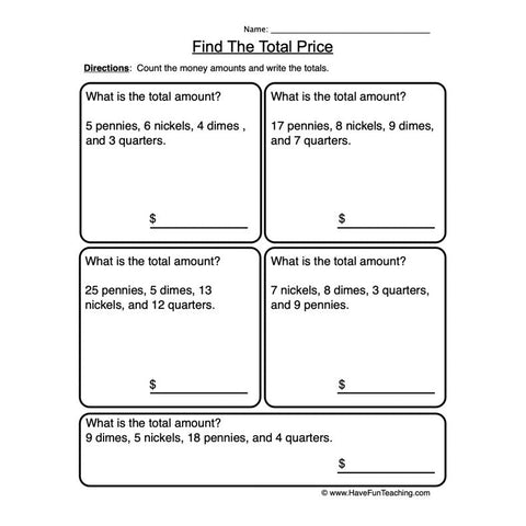 Counting Money Worksheet