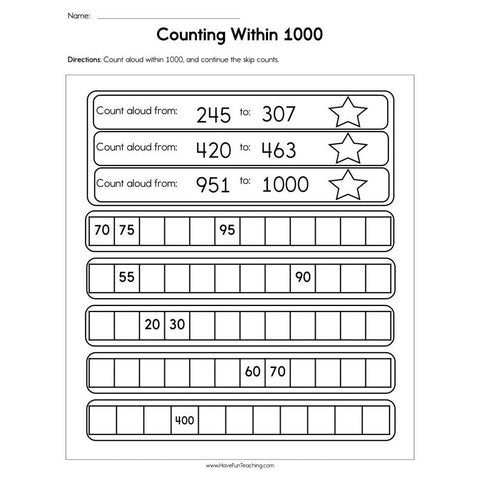 Counting Within 1000 Worksheet