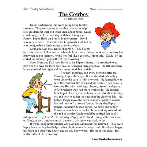 Cowboy Worksheet