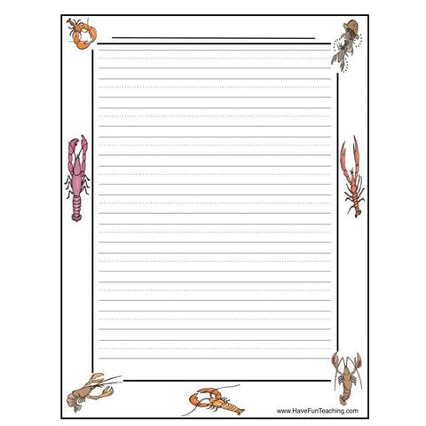 Crayfish Writing Paper Worksheet
