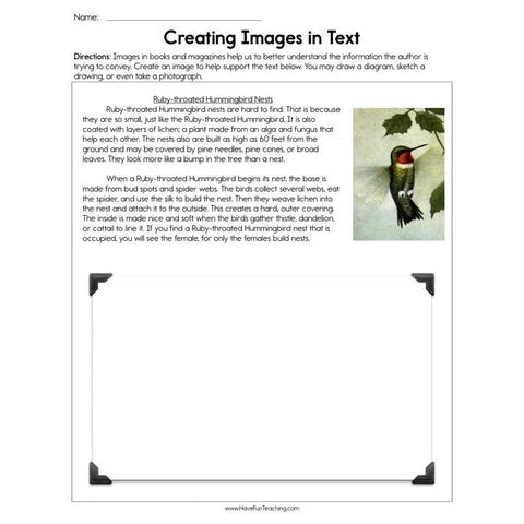 Creating Images in Text Worksheet