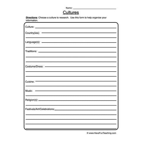 Culture Worksheet
