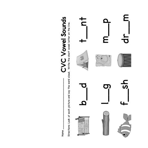 CVC Vowel Sounds Worksheet