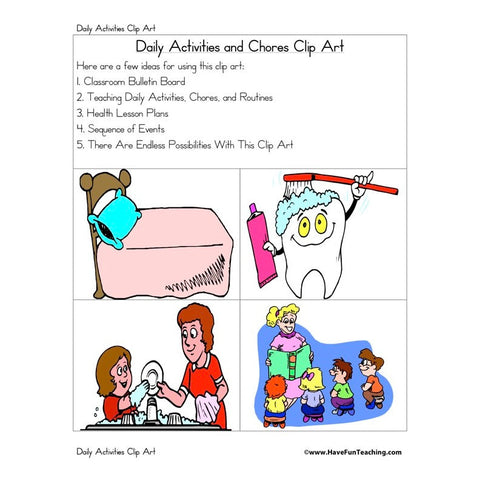 Daily Activities Chores Clip Art Worksheet