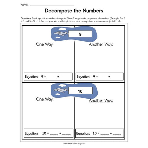 Decompose the Numbers Worksheet