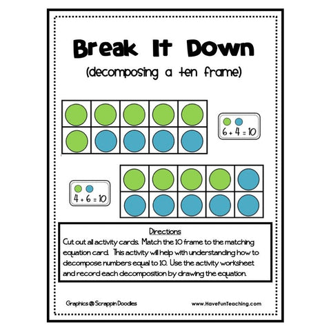 Decomposing Numbers 10 Frame Game