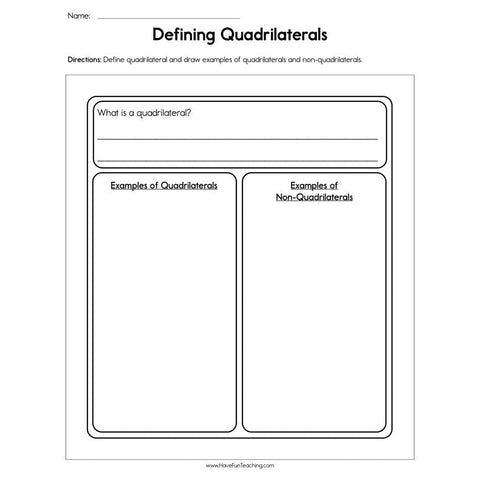 Defining Quadrilaterals Worksheet