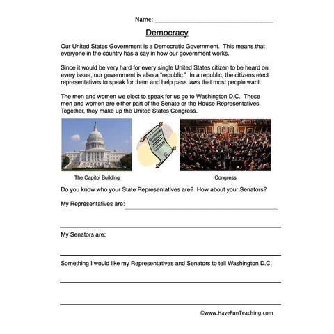 Democracy Worksheet