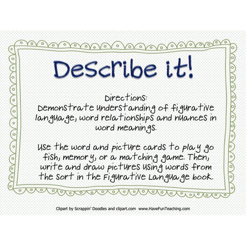 Describe It Figurative Language Game