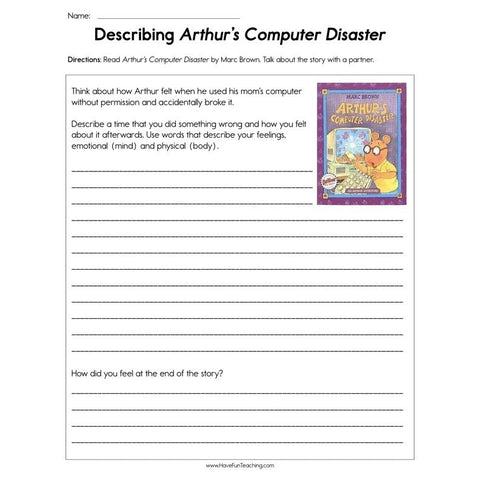 Describing Arthurs Computer Disaster Worksheet