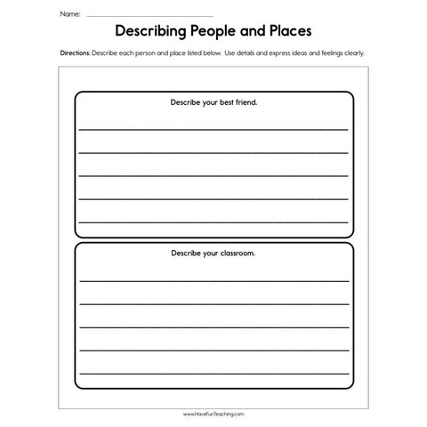 Describing People and Places Worksheet