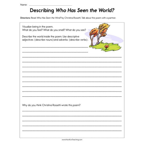 Describing Who Has Seen the Wind Worksheet