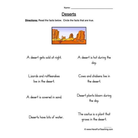 Desert Worksheet