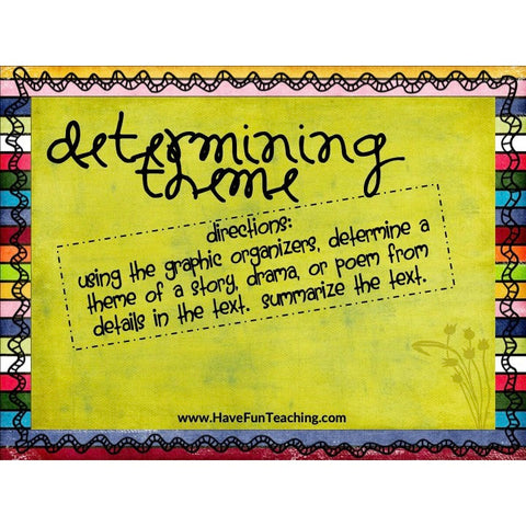 Determining Theme Graphic Organizers Graphic Organizer