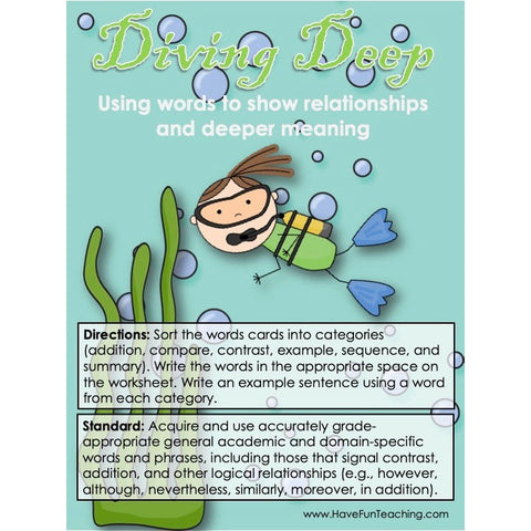 Diving Deep Sorting Words Game