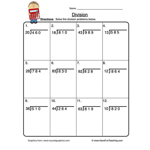 Division Worksheet 7
