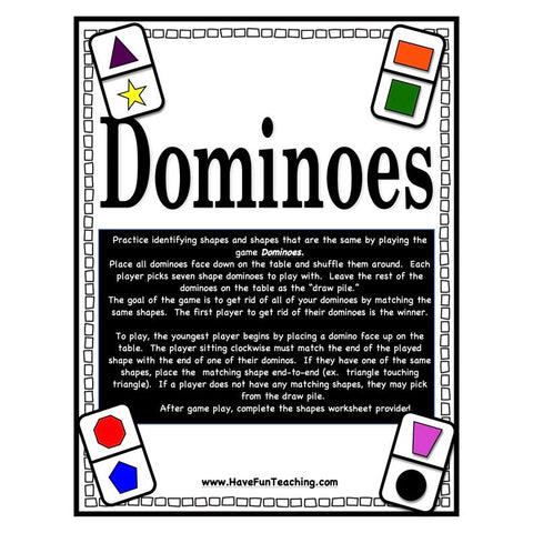 Dominoes Same Different Shapes Game
