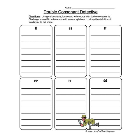 Double Consonants Worksheet