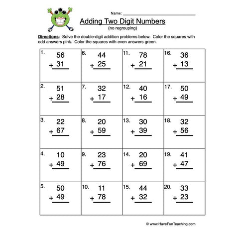 Double Digit Addition Worksheet 3