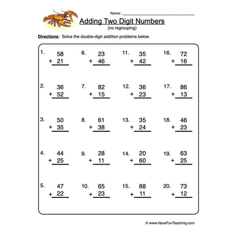 Double Digit Addition Worksheet 4