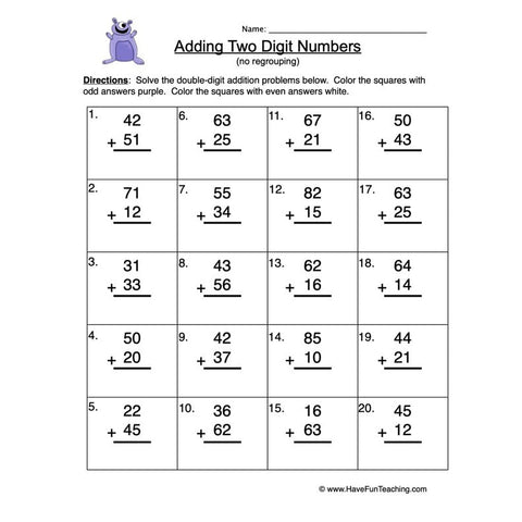 Double Digit Addition Worksheet 5
