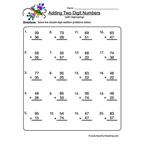 Double Digit Addition Worksheet 6