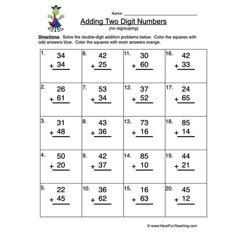 Double Digit Addition Worksheet 7