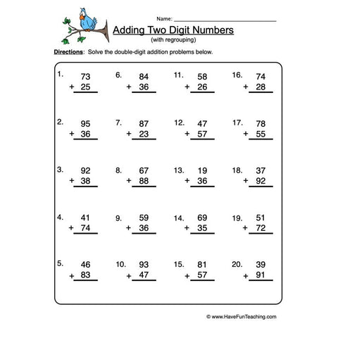 Double Digit Addition Worksheet 8