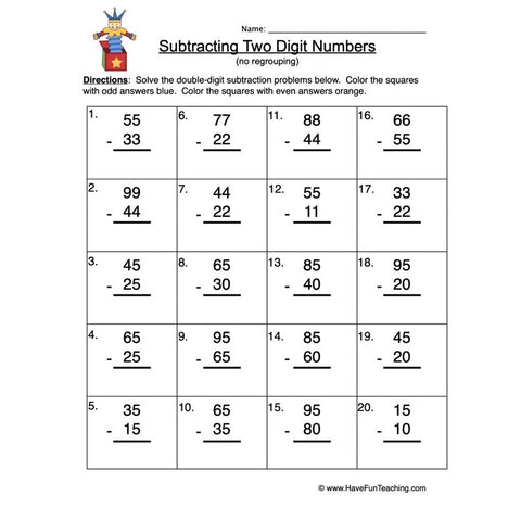 Double Digit Subtraction Worksheet 3