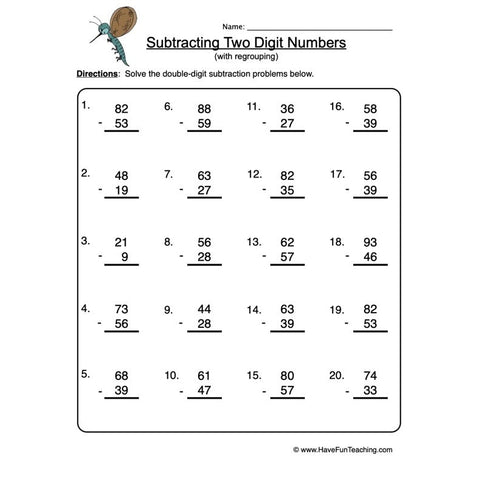 Double Digit Subtraction Worksheet 6