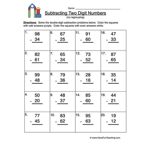 Double Digit Subtraction Worksheet 7