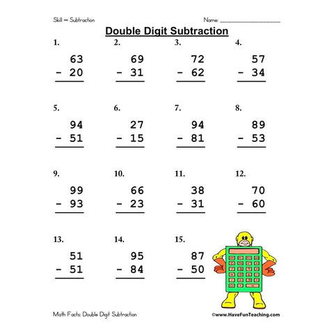 Double Digit Subtraction Worksheet 9