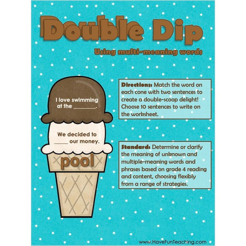 Double Dip Homographs Game