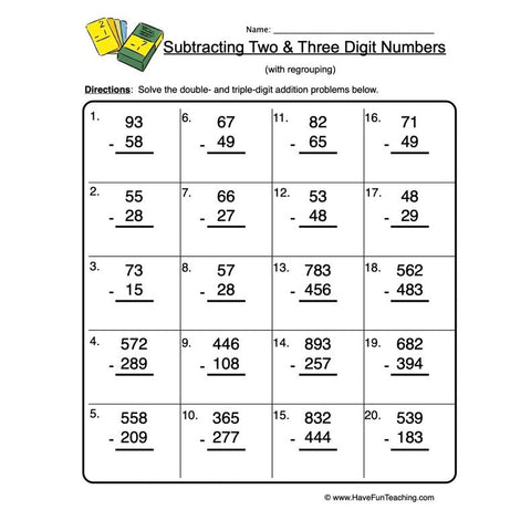 Double Triple Digit Subtraction Worksheet 2