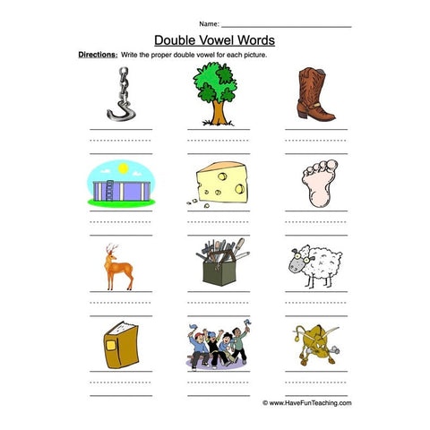 Double Vowels Worksheet 2