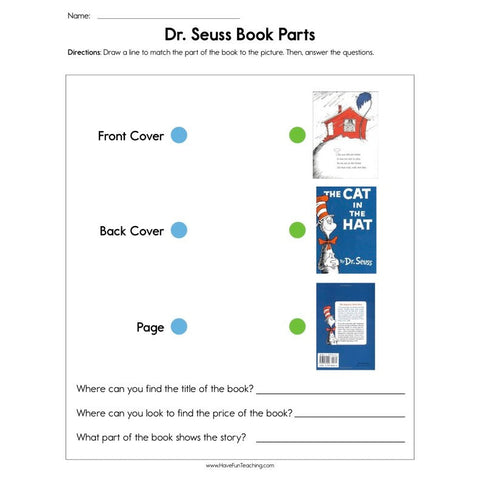 Dr Seuss Book Parts Worksheet