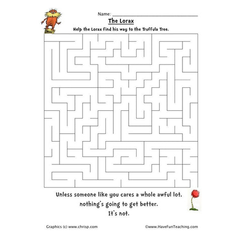 Dr Seuss the Lorax Maze Worksheet