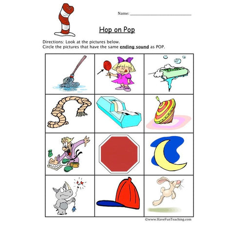 Dr Seuss Hop on Pop Worksheet