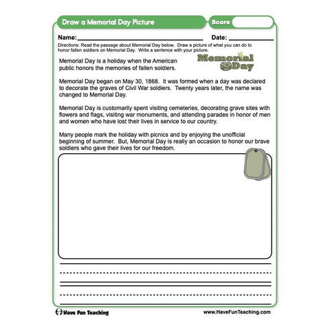 Draw a Memorial Day Picture Worksheet