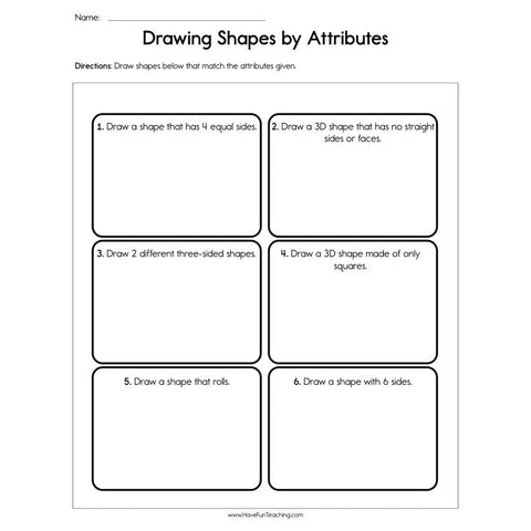 Drawing Shapes by Attributes Worksheet