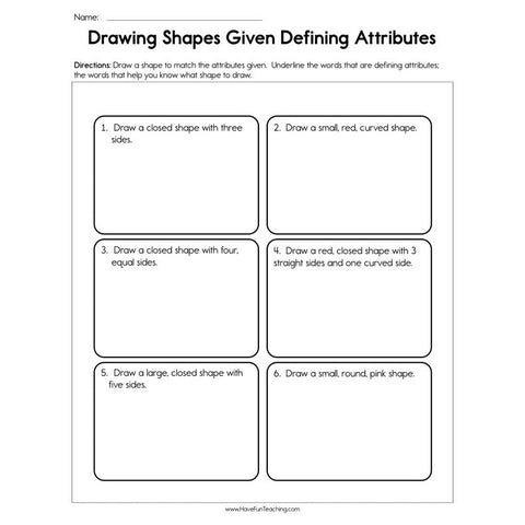 Drawing Shapes Given Defining Attributes Worksheet